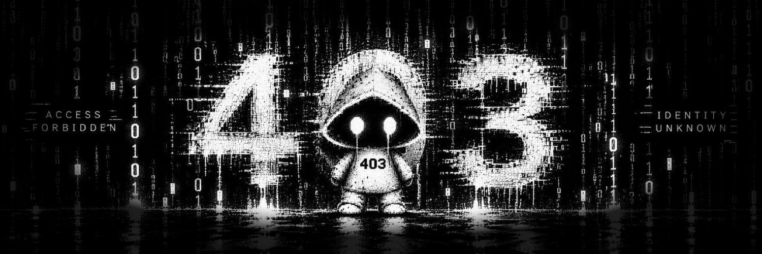 Glitched 403 between a broken 4 and 3, access forbidden, identity unknown